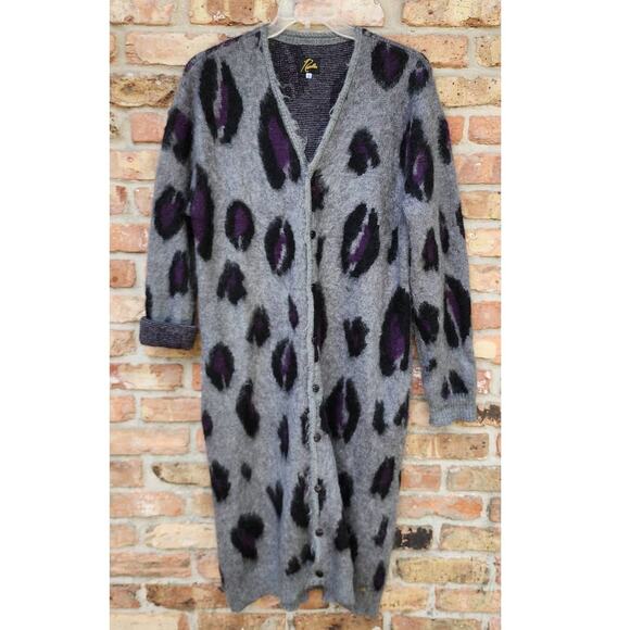 Needles Leopard Print Mohair Long Cardigan Medium - Picture 2 of 11